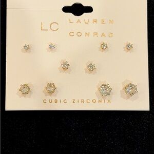 LC Lauren Conrad Gold-Tone Clear Cubic Zirconia Stud Earring Set